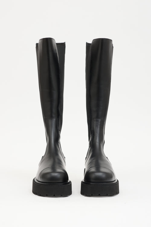 Chanel Leather CC Knee High Boot