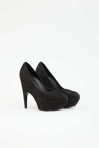 Saint Laurent Suede Platform Pump