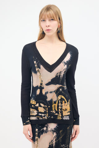 Jean Paul Gaultier FW 2000 Mesh & Printed Top