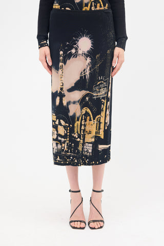 Jean Paul Gaultier FW 2000 Jersey Printed Skirt