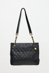Chanel Vintage Quilted Leather Chain Tote Bag