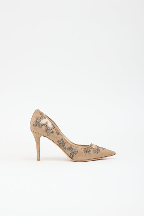 Jimmy Choo Suede Crystal Embellished Pump