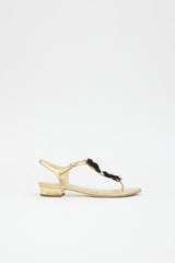 Chanel Metallic Leather Camellia CC Sandal