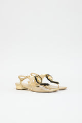 Chanel Metallic Leather Camellia CC Sandal