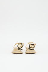 Chanel Metallic Leather Camellia CC Sandal