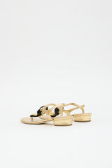Chanel Metallic Leather Camellia CC Sandal