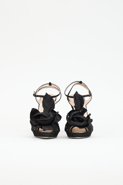 Rene Caovilla Satin Rosette Sandal