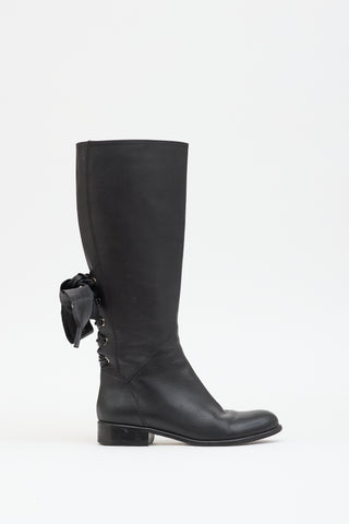 Valentino Leather Lace Up  Boot