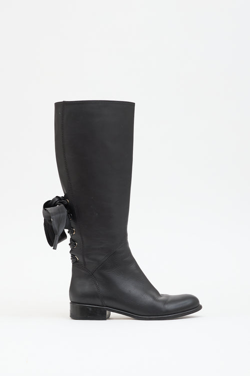 Valentino Leather Lace Up  Boot