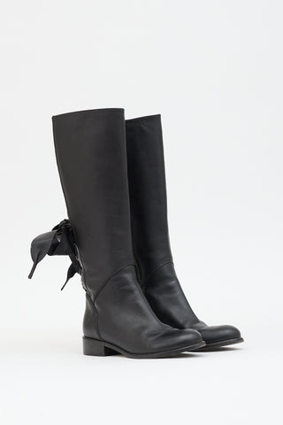 Valentino Leather Lace Up  Boot