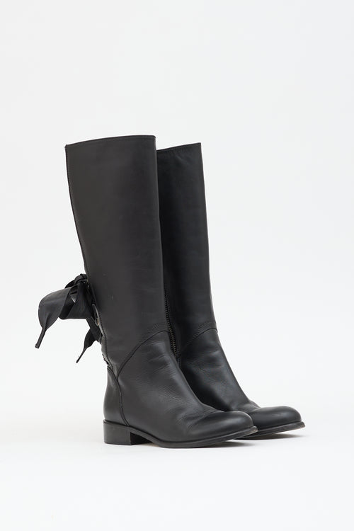Valentino Leather Lace Up  Boot