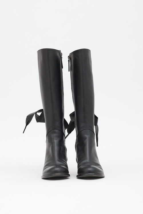 Valentino Leather Lace Up  Boot