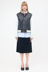 Thom Browne Grained Leather Varsity Jacket