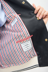 Thom Browne Grained Leather Varsity Jacket
