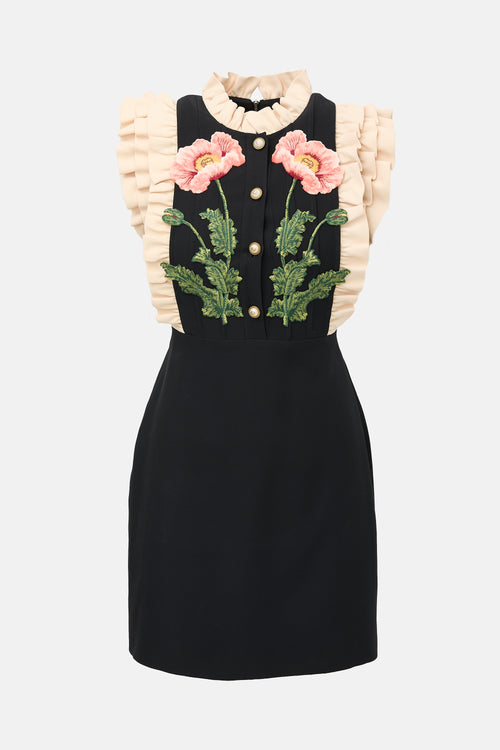 Gucci 2017 Wool & Silk Flower Dress