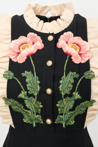 Gucci 2017 Wool & Silk Flower Dress