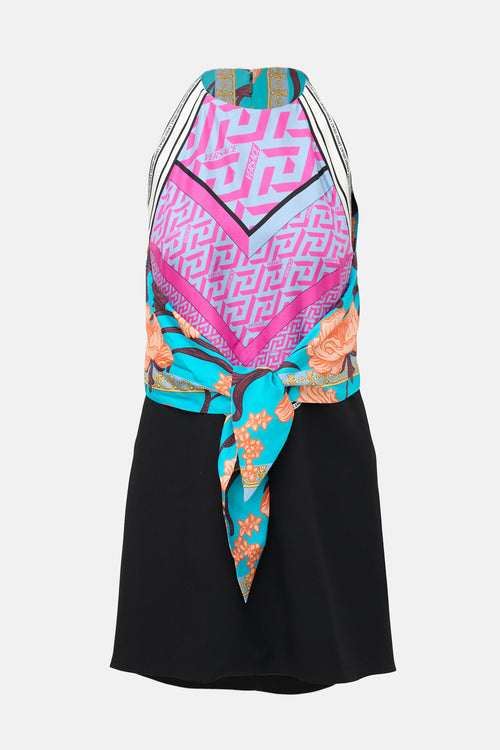 Versace Silk Printed Scarf Mini Dress