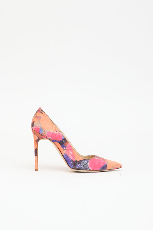 Manolo Blahnik Satin Printed Pump