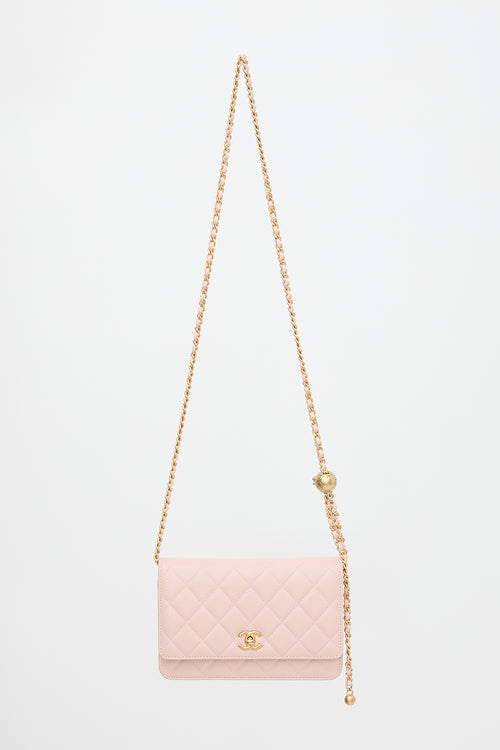 Chanel Leather Pearl Crush Wallet On Chain