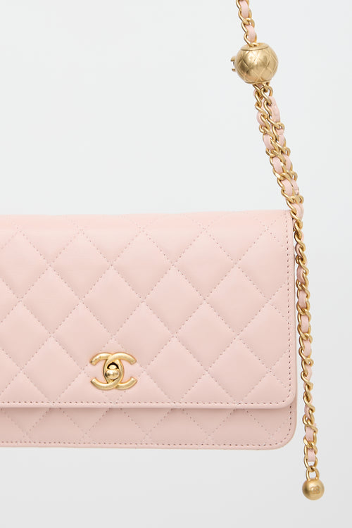Chanel Leather Pearl Crush Wallet On Chain