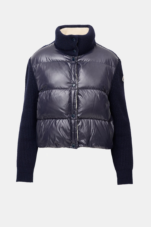 Moncler Wool Padded Zip Up Cardigan