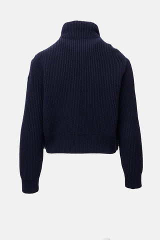 Moncler Wool Padded Zip Up Cardigan