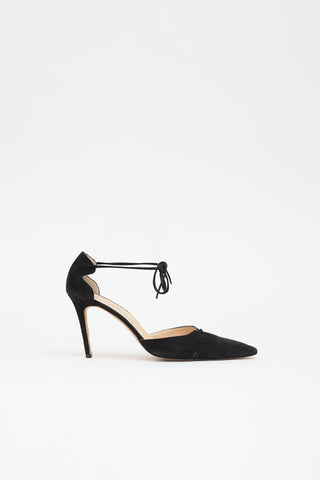 Manolo Blahnik Suede Lace Up  Pump