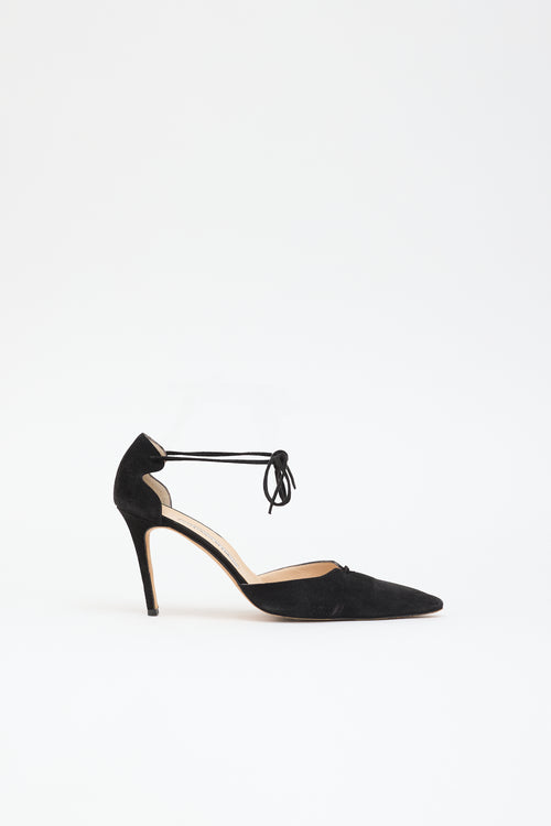 Manolo Blahnik Suede Lace Up  Pump