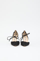Manolo Blahnik Suede Lace Up  Pump