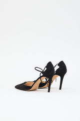 Manolo Blahnik Suede Lace Up  Pump
