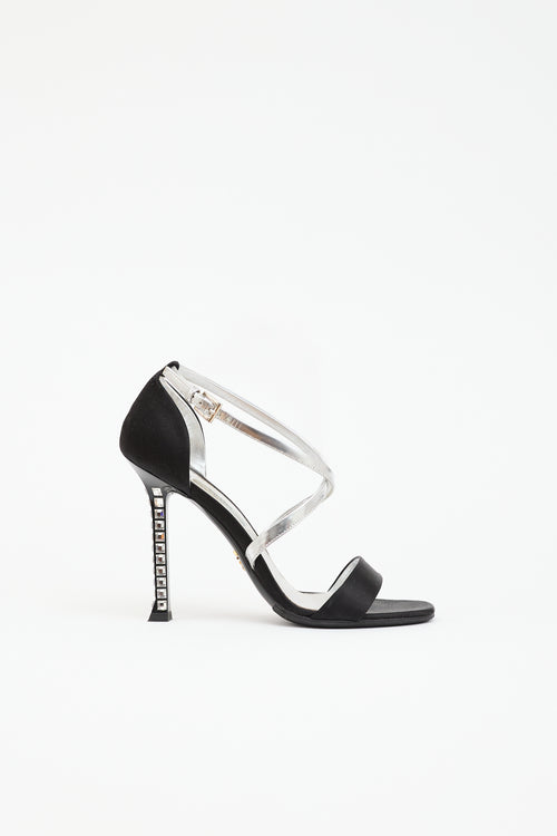 Prada Satin Crystal Embellished Sandal