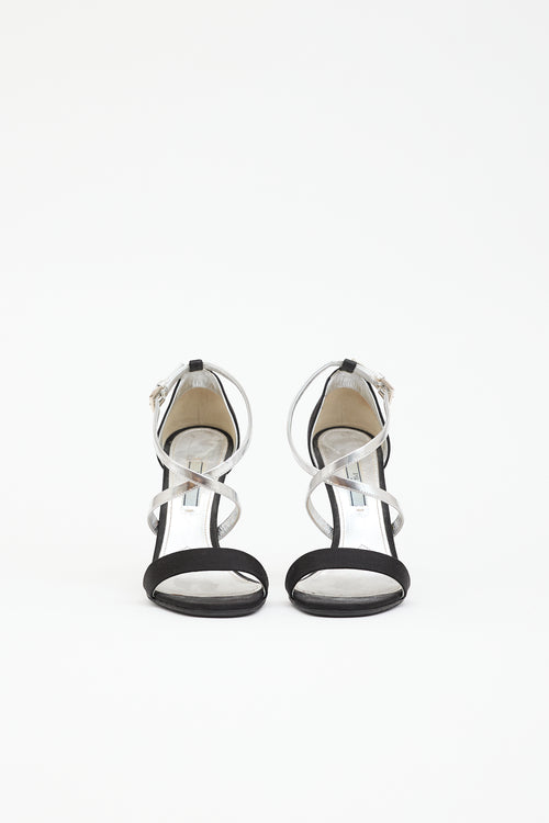 Prada Satin Crystal Embellished Sandal