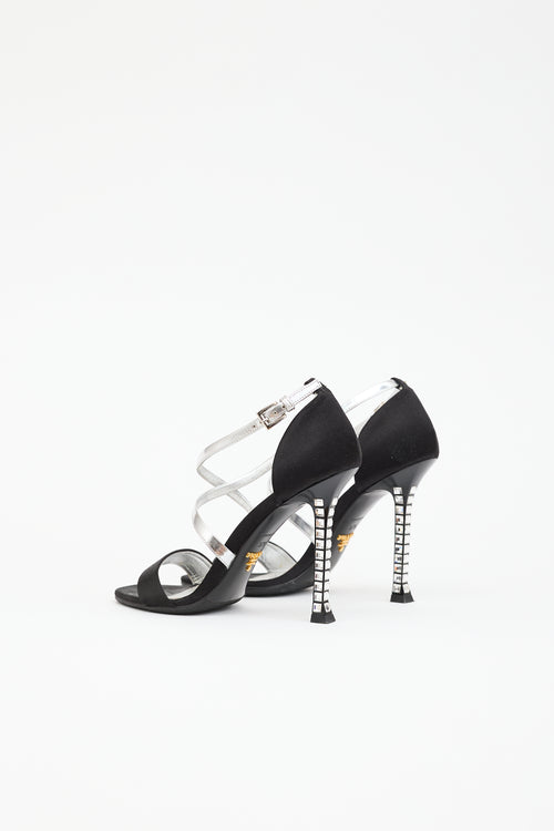 Prada Satin Crystal Embellished Sandal