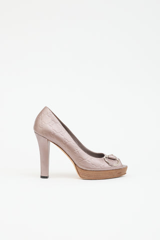 Gucci Guccissima Peep Toe Platform Pump