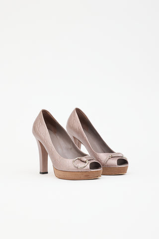 Gucci Guccissima Peep Toe Platform Pump