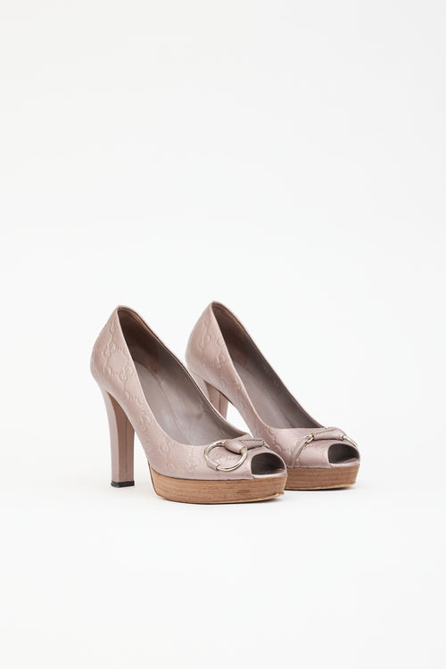 Gucci Guccissima Peep Toe Platform Pump