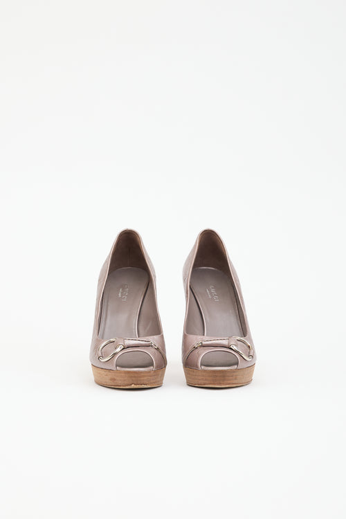 Gucci Guccissima Peep Toe Platform Pump