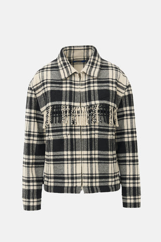 Ralph Lauren Polo Wool Checked Fringe Jacket