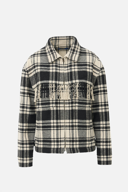 Ralph Lauren Polo Wool Checked Fringe Jacket