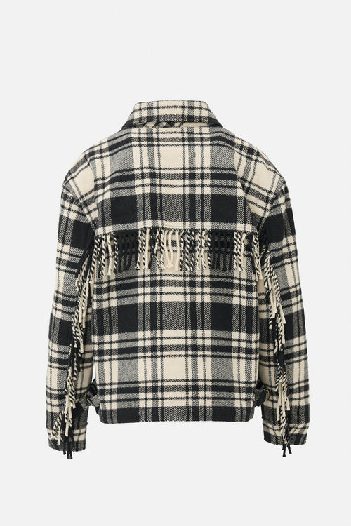 Ralph Lauren Polo Wool Checked Fringe Jacket