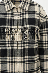 Ralph Lauren Polo Wool Checked Fringe Jacket