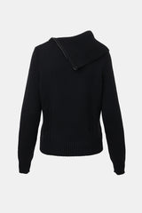 Celine Wool Ribbed Knit Zip Sweater