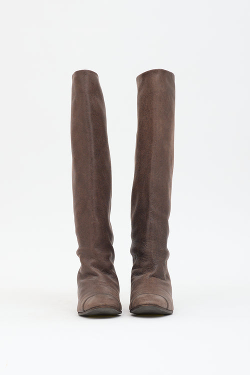 Bottega Veneta Suede Knee High Boot