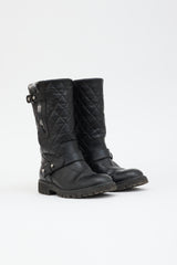 Chanel Quilted Leather & Knit Boot