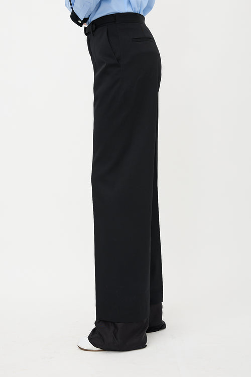 MM6 Maison Margiela Wool Belted Straight Leg Trouser