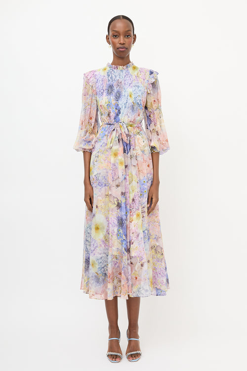 Zimmermann Shirred Floral Rhythmic Dress