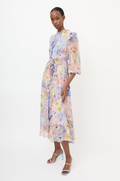 Zimmermann Shirred Floral Rhythmic Dress