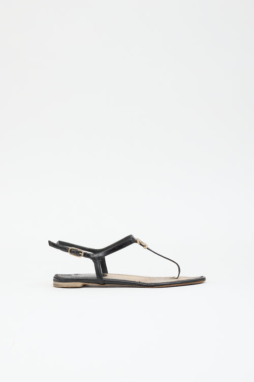 Chanel Patent T-Strap CC Sandal