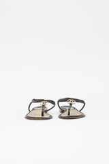 Chanel Patent T-Strap CC Sandal