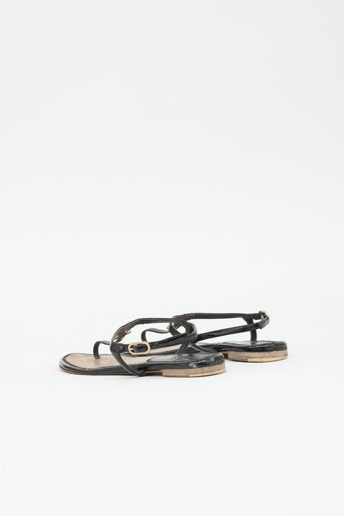 Chanel Patent T-Strap CC Sandal